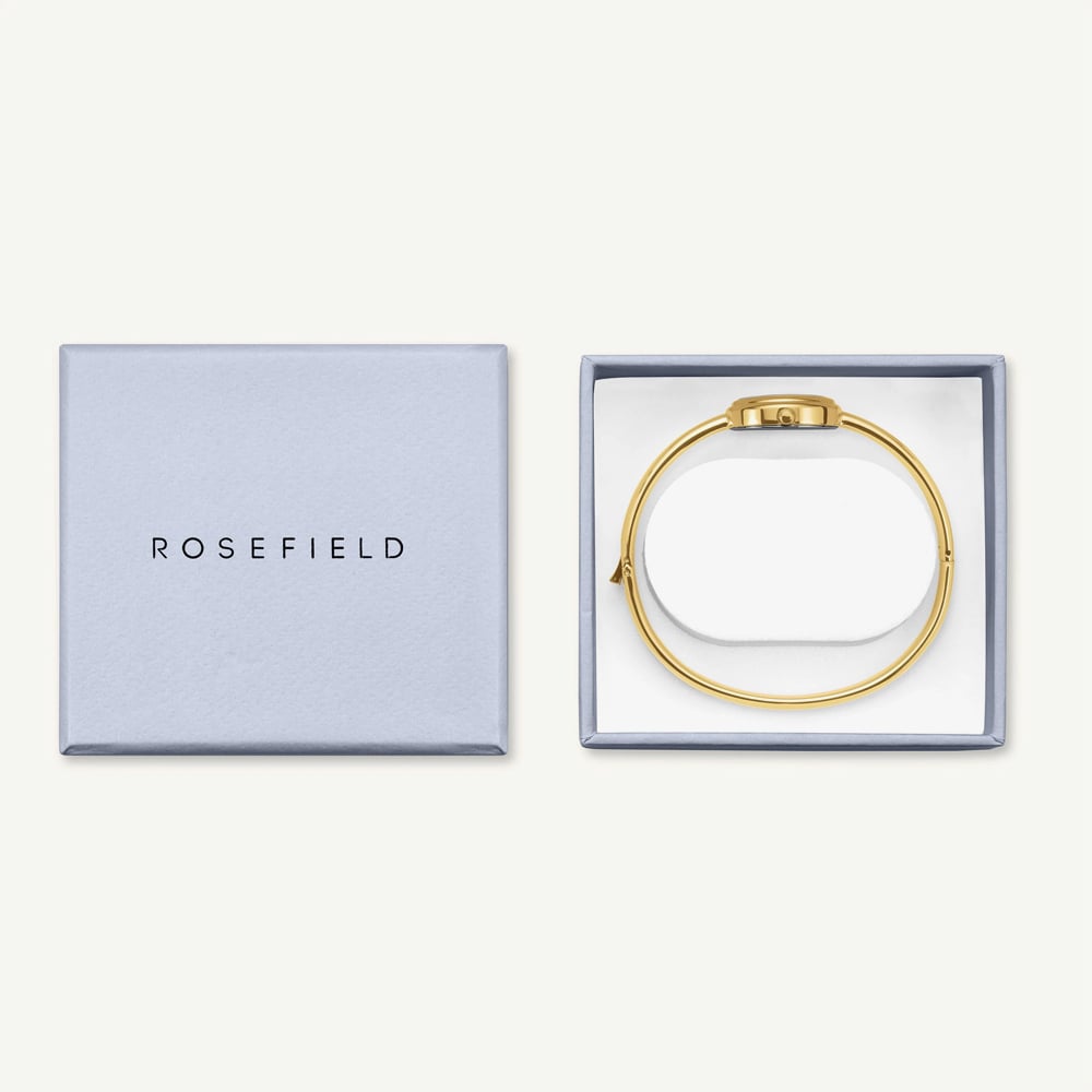 ROSEFIELD Ladies Studio Bangle S White Mother of Pearl Dial Golden Bangle Bracelet Watch STWGSG-ST04