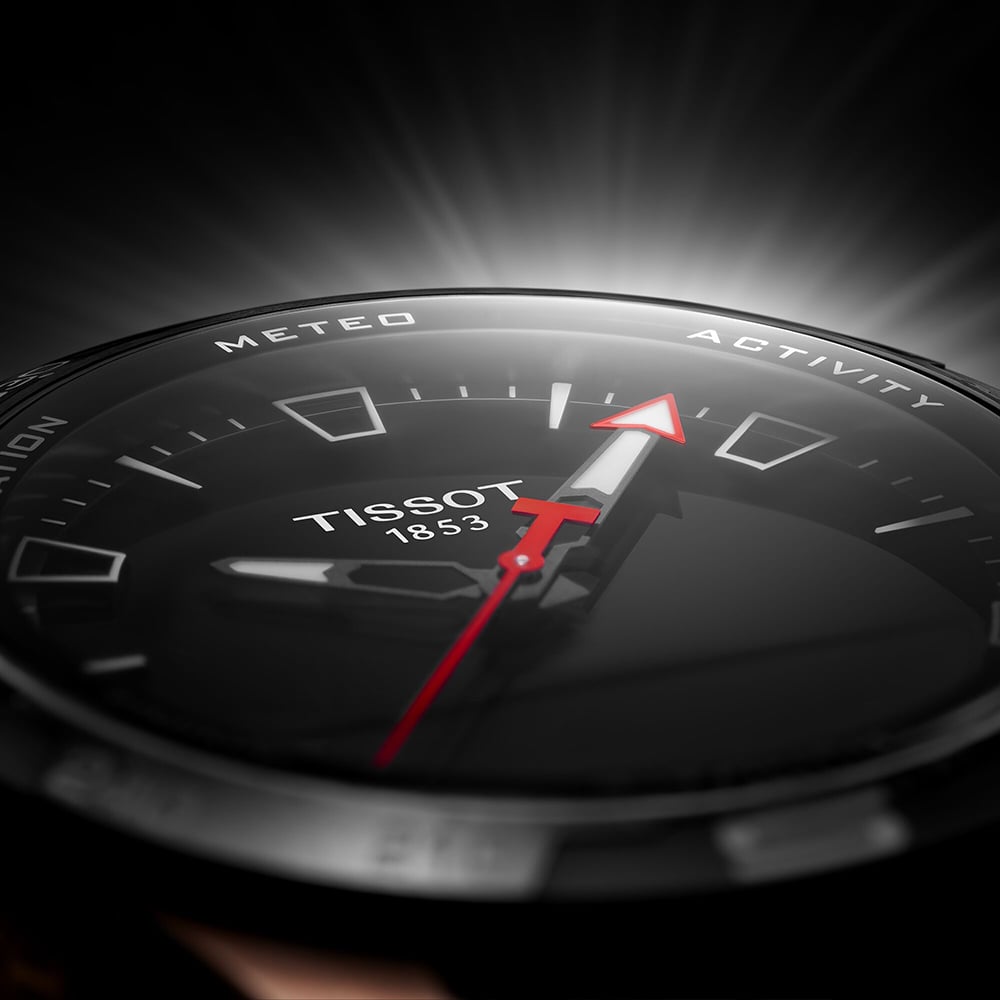 Tissot Mens T-Touch Connect Solar Rose Gold Plated Rubber Strap Smart Watch T121.420.47.051.02