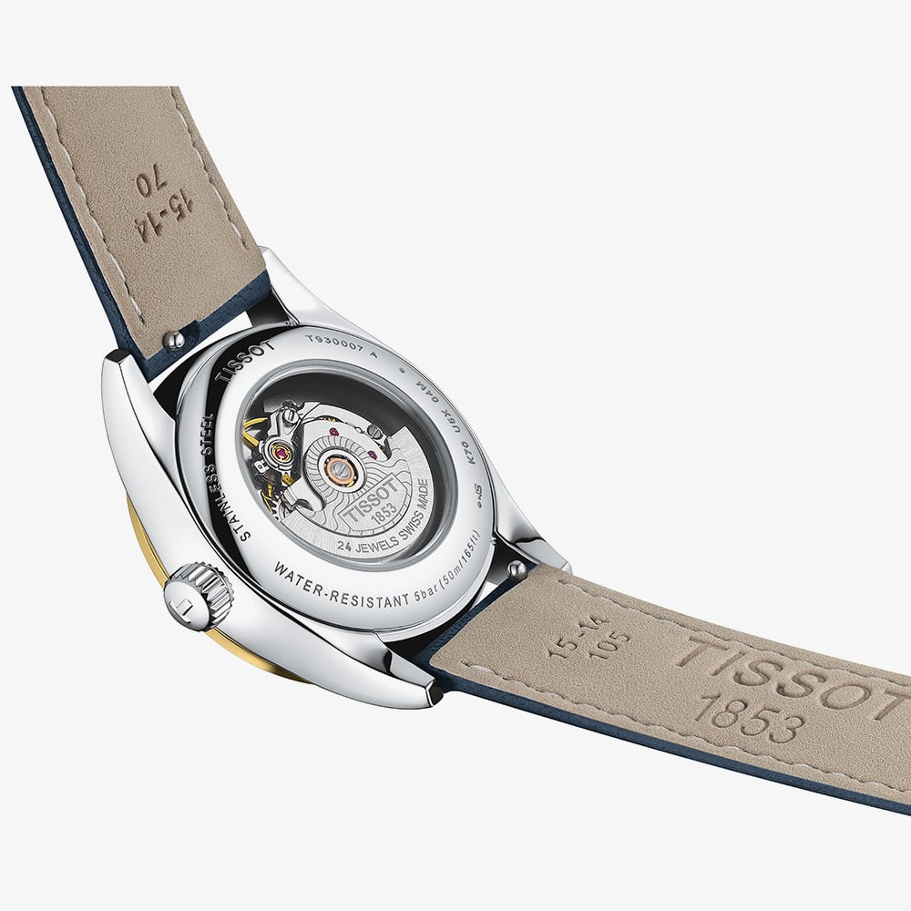 Tissot Ladies T-My Lady Gold Blue Leather Strap Watch T930.007.46.046.00