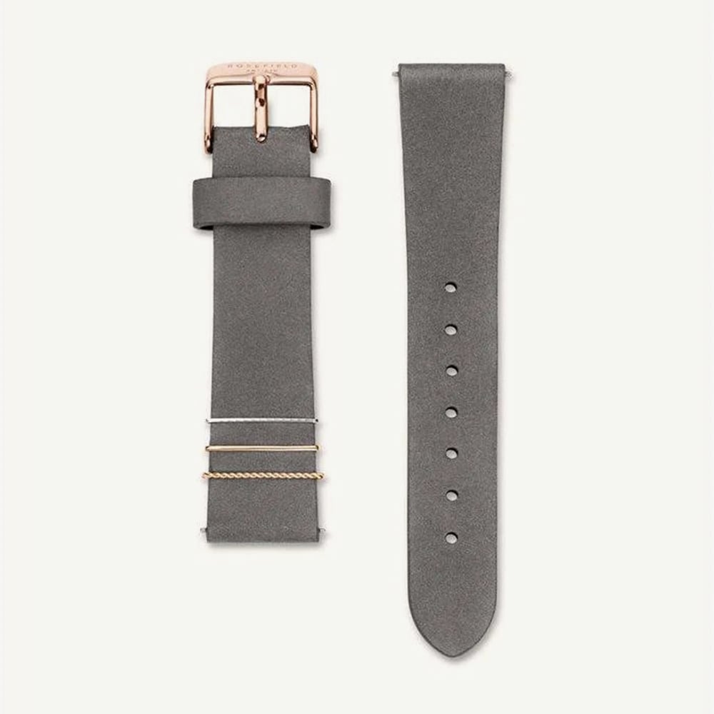 ROSEFIELD Ladies West Village White Mother of Pearl Grey Leather Strap Watch WEGR-W75
