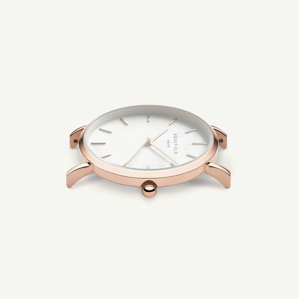 ROSEFIELD Ladies West Village White Mother of Pearl Grey Leather Strap Watch WEGR-W75
