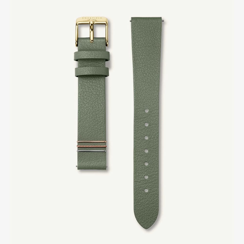 ROSEFIELD Ladies West Village White Mother of Pearl Green Leather Strap Watch WFGG-W85