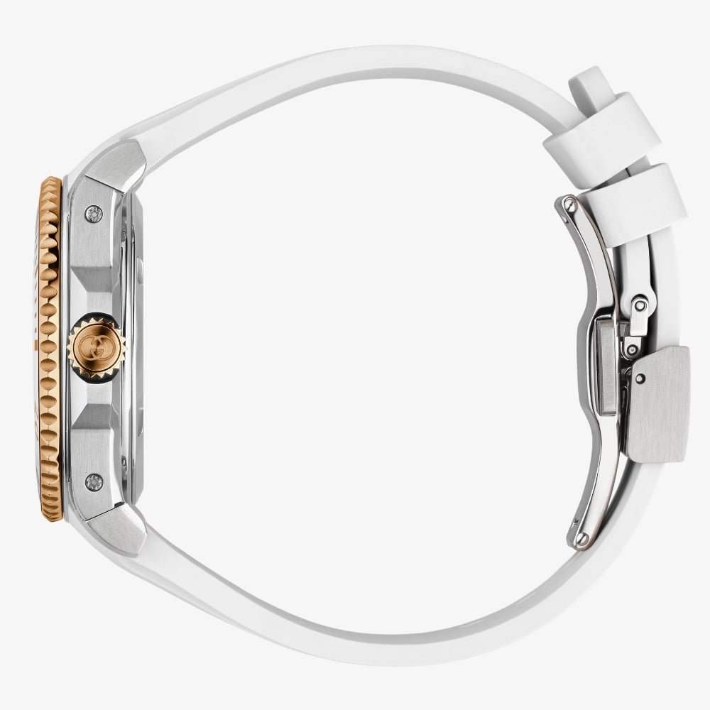Gucci Ladies Dive Automatic White Rubber Strap Watch YA136407