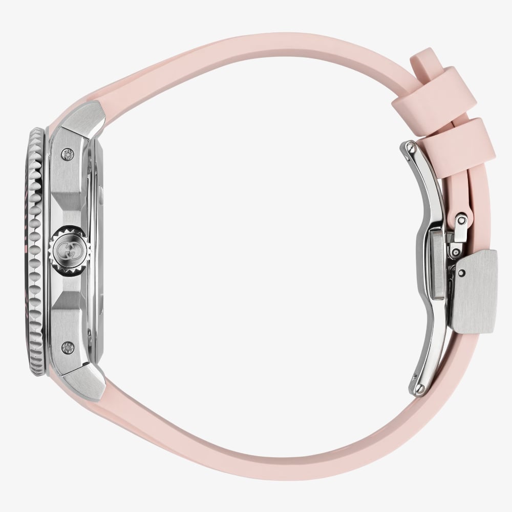 Gucci Ladies Dive Automatic Pink Rubber Strap Watch YA136408
