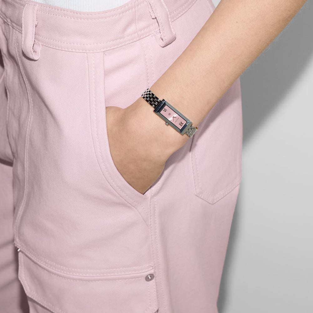 Gucci Ladies G-Frame Pink Rectangle Watch YA127516