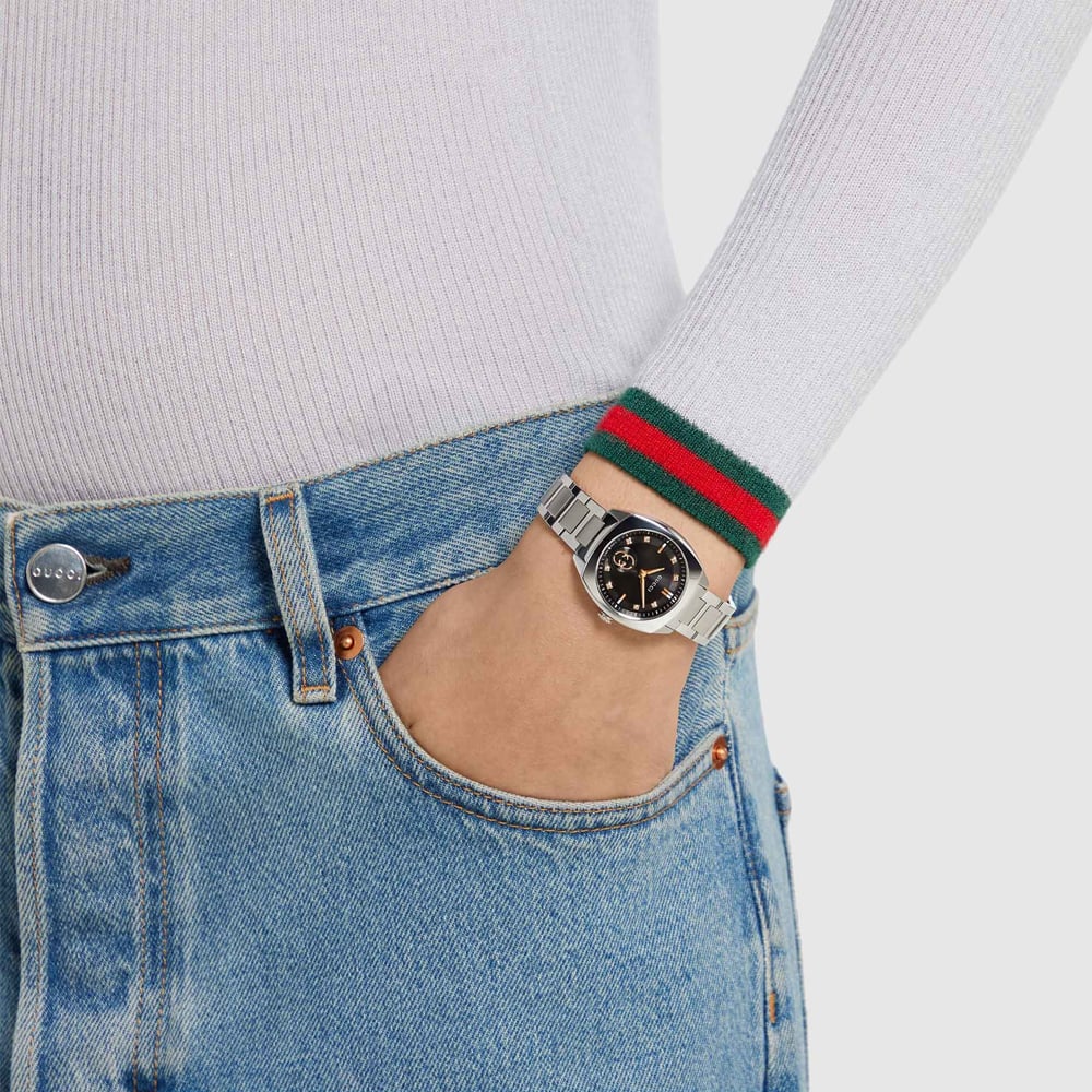 Gucci Ladies Interlocking Black & Rose Watch YA142513
