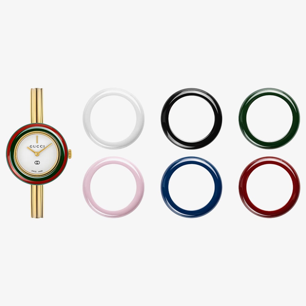 Gucci Ladies GUCCI Play Size 15cm 28mm Gold Plated Bangle Watch YA151543