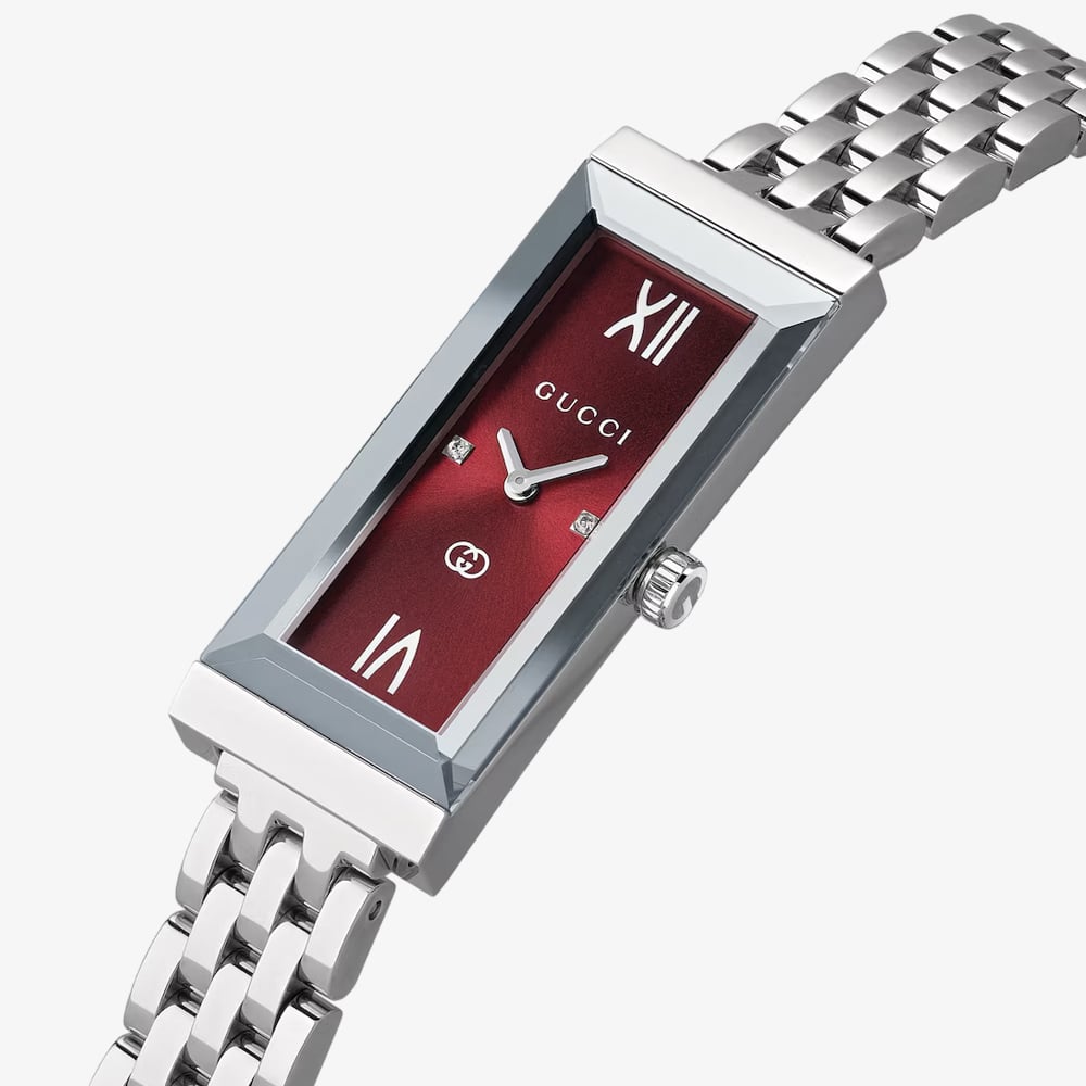 Gucci Ladies G-Frame Red Rectangular Dial Watch YA127518
