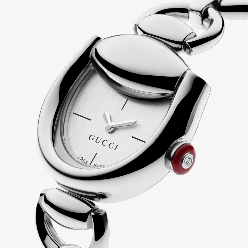 Gucci Ladies Horsebit Silver Dial Chain Bracelet Watch YA168503
