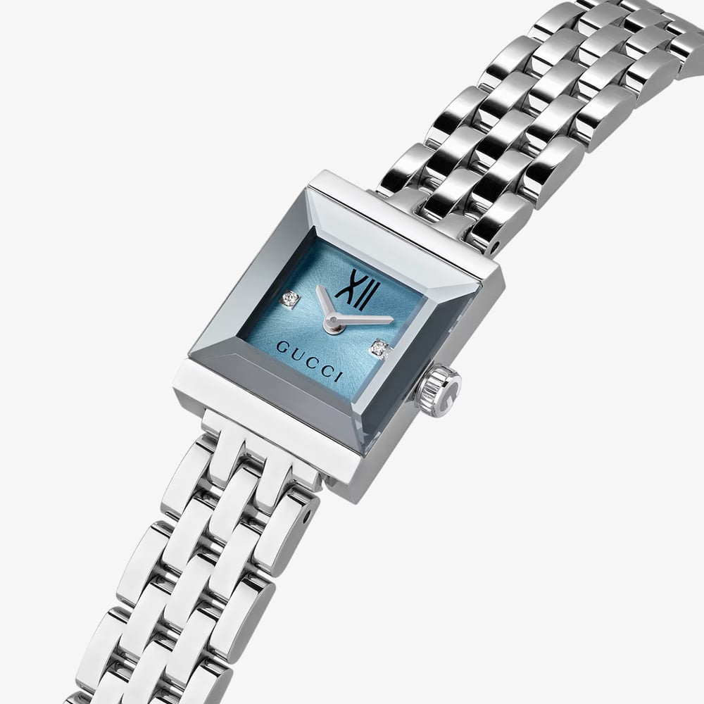 Gucci Ladies G-Frame Blue Square Dial Watch YA128540