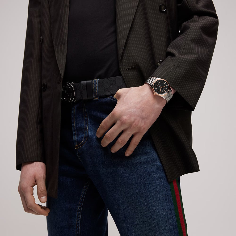 Gucci Mens G-Timeless Black Dial Bracelet Watch YA1263003