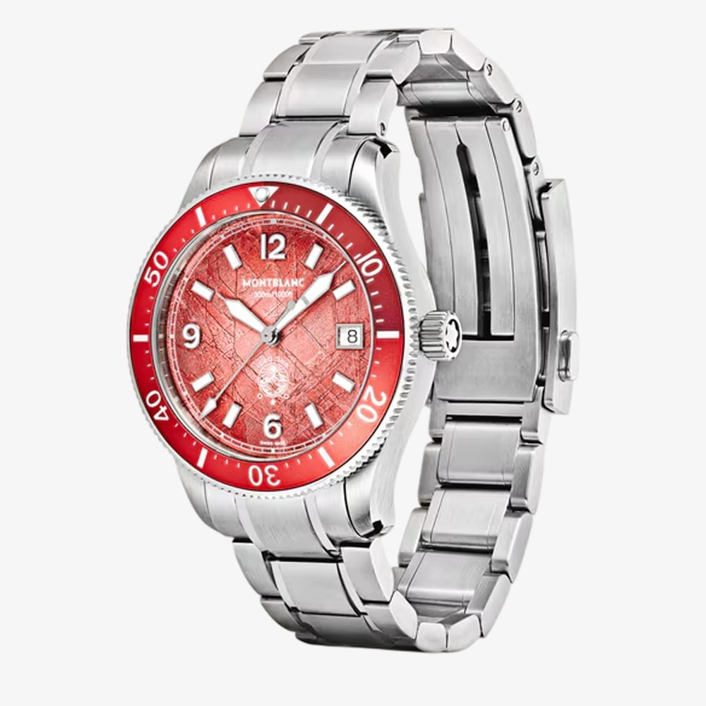 Montblanc Mens Limited Edition Iced Sea Zero Oxygen Red Dial Watch 135762