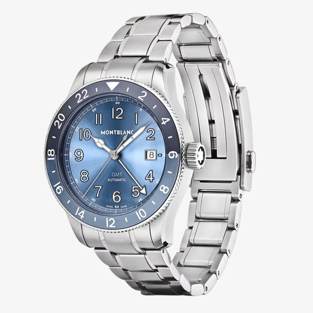 Montblanc Mens 1858 GMT Zero Oxygen Blue Dial Watch 136523