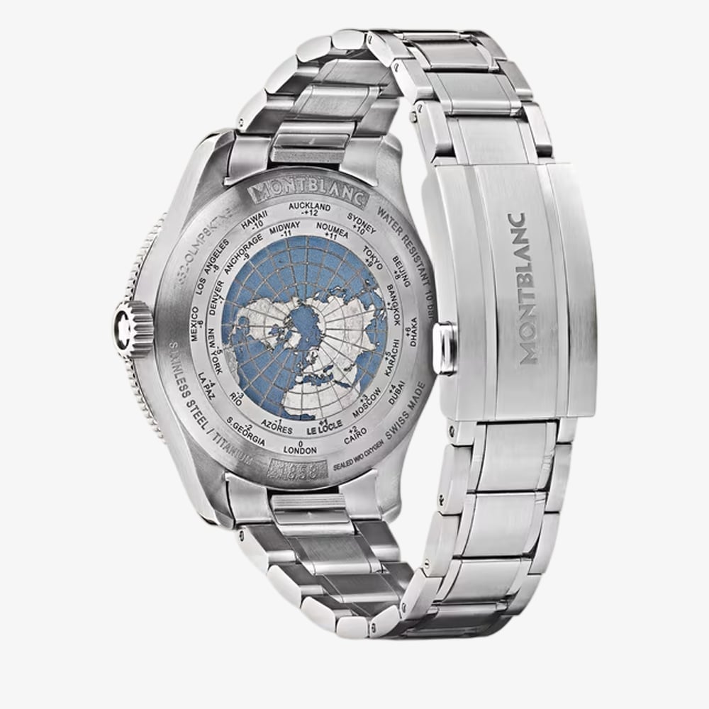 Montblanc Mens 1858 GMT Zero Oxygen Blue Dial Watch 136523