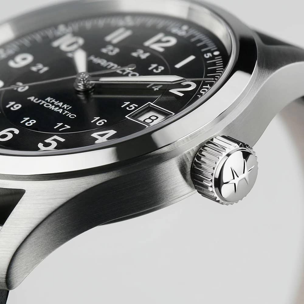 Hamilton Khaki Field Black Leather Automatic Watch H70455733