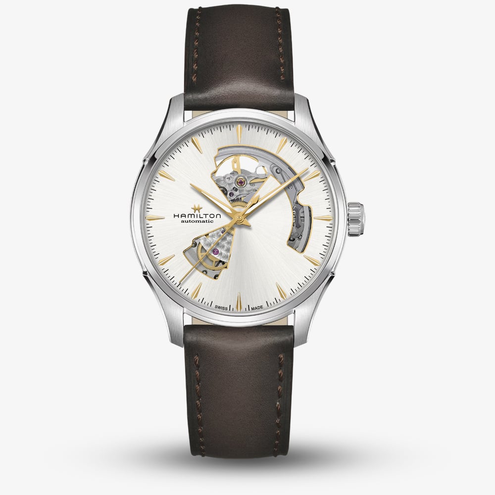 Hamilton Jazzmaster Open Heart Brown Leather Watch H32675551