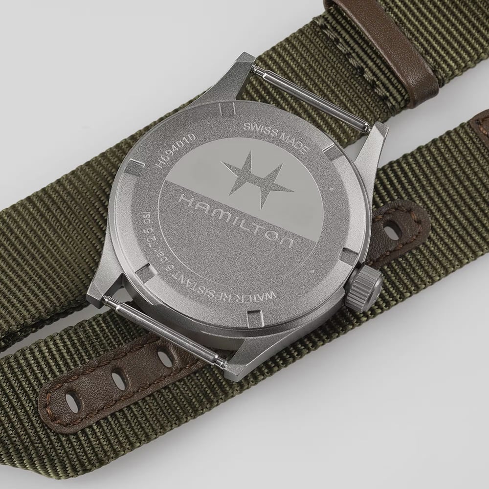 Hamilton Mens Khaki Field Quartz 38mm Green Fabric Strap Watch H69401930