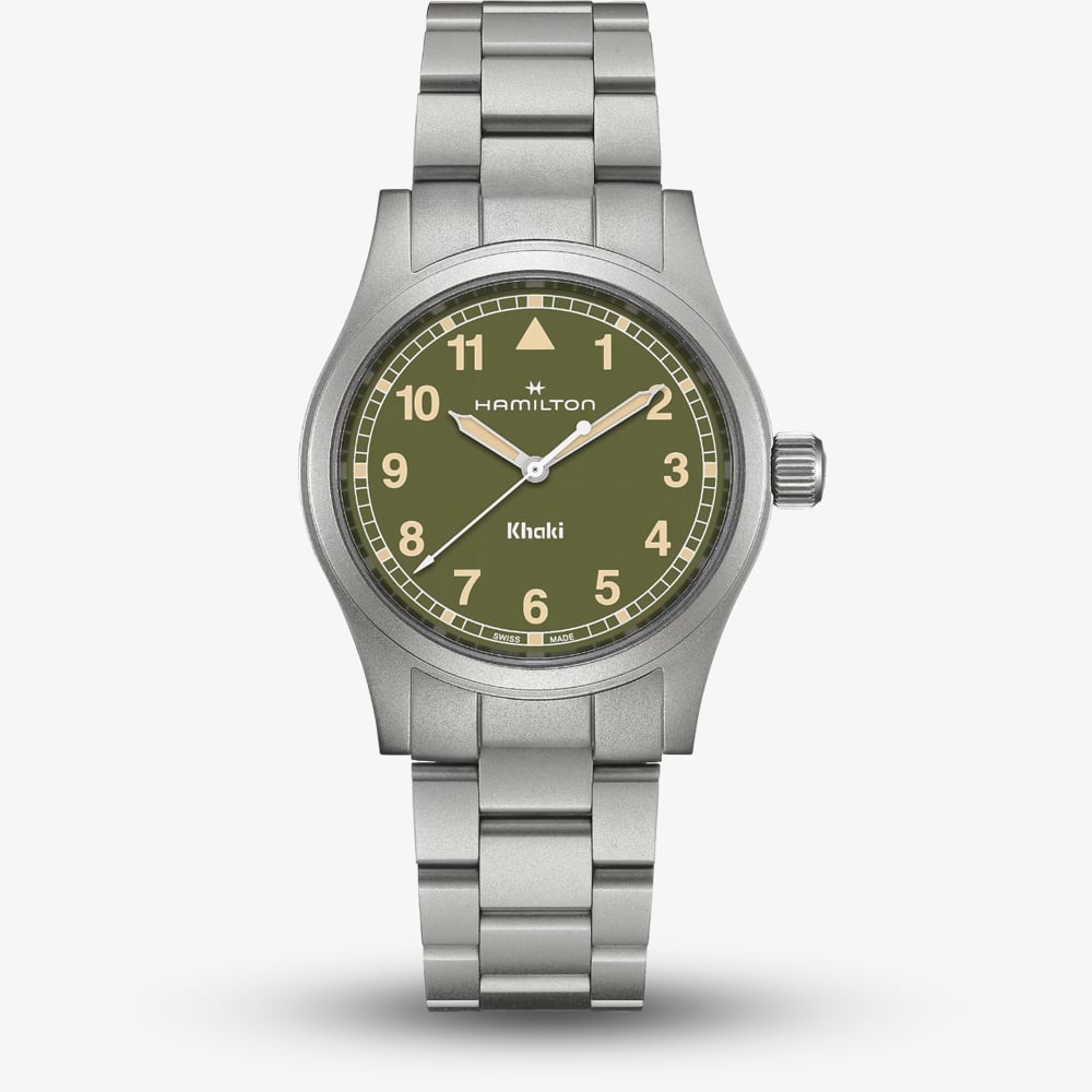 House of Watches - Hamilton Mens Khaki Field Quartz 38mm Green Dial Watch H69401160