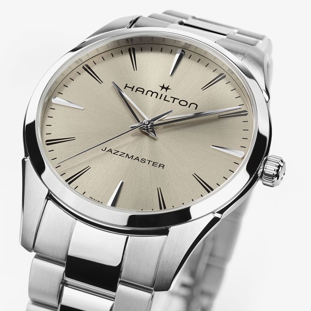 Hamilton Mens Jazzmaster Quartz 40mm Beige Bracelet Watch H32461121