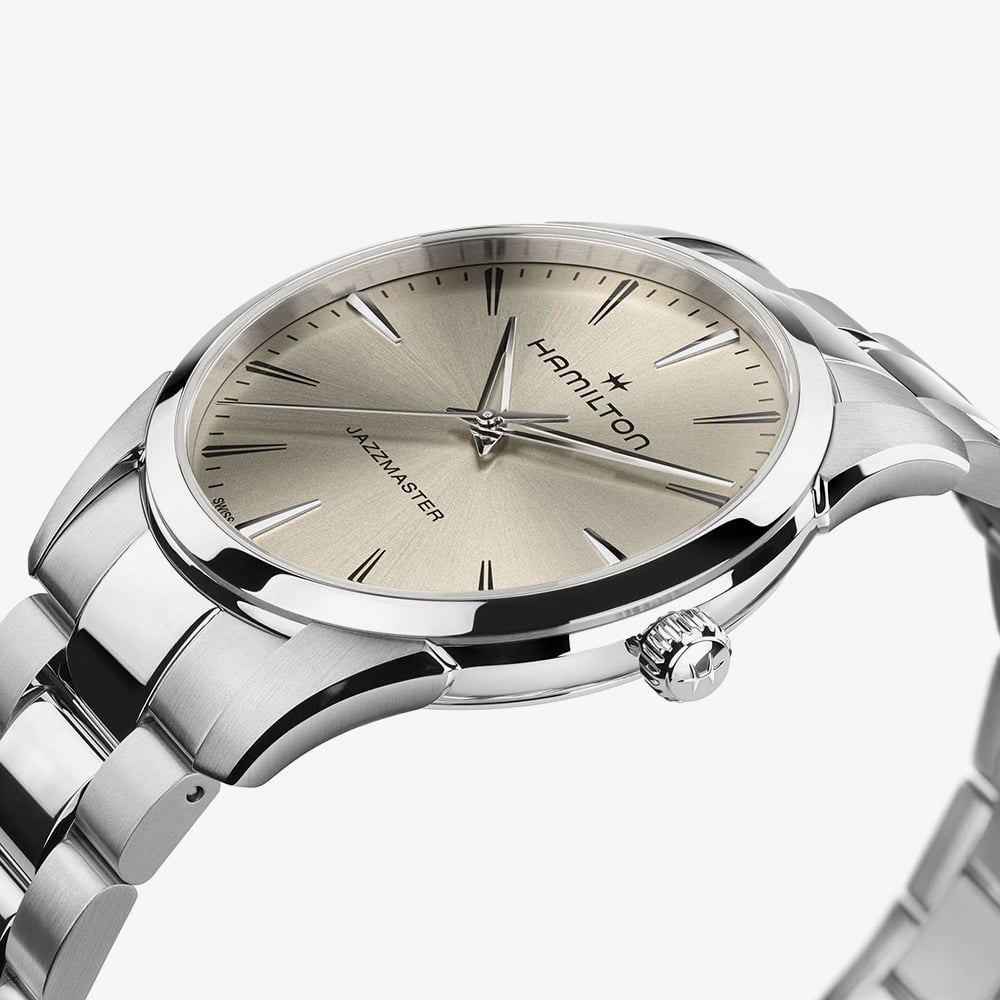 Hamilton Mens Jazzmaster Quartz 40mm Beige Bracelet Watch H32461121