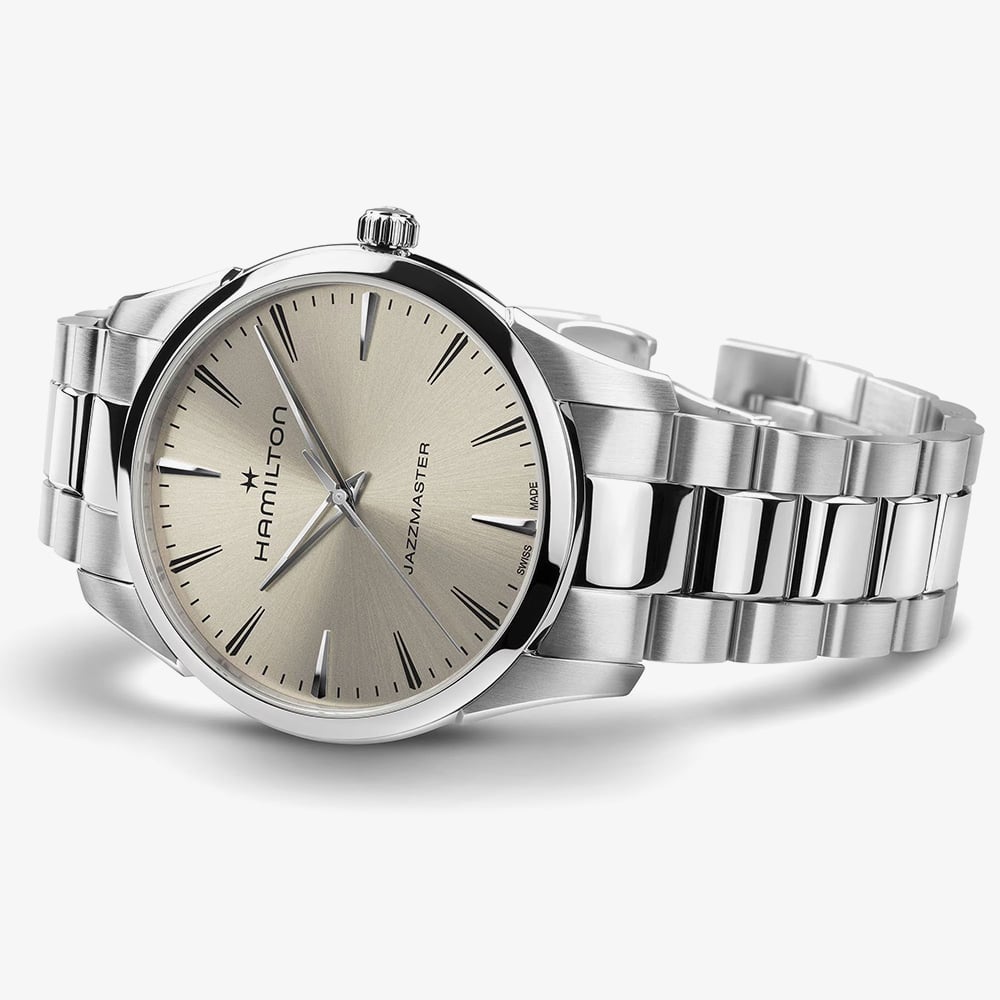 Hamilton Mens Jazzmaster Quartz 40mm Beige Bracelet Watch H32461121