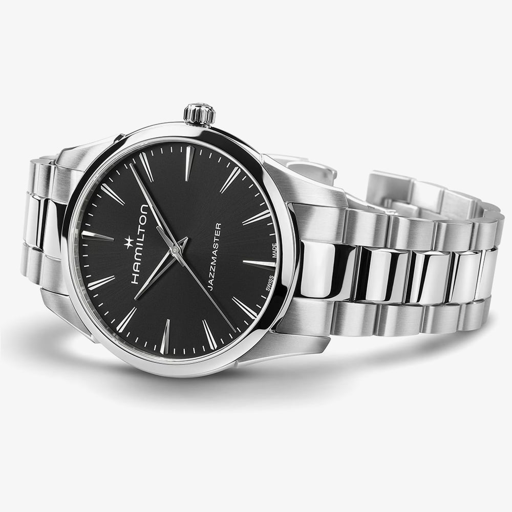 Hamilton Mens Jazzmaster Quartz 40mm Black Bracelet Watch H32461131