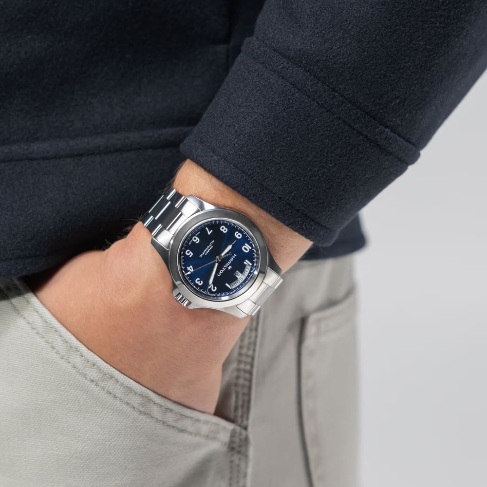 Hamilton H64475140 Mens Khaki Field King Blue Dial Watch