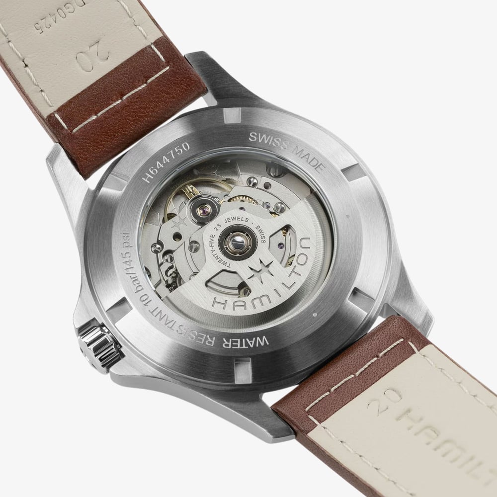Hamilton Mens Khaki Field King Day Date Green Dial Brown Leather Strap H64475560