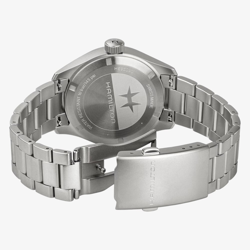 Hamilton Mens Khaki Field Mechanical Power Reserve Black Dial Watch H69509140
