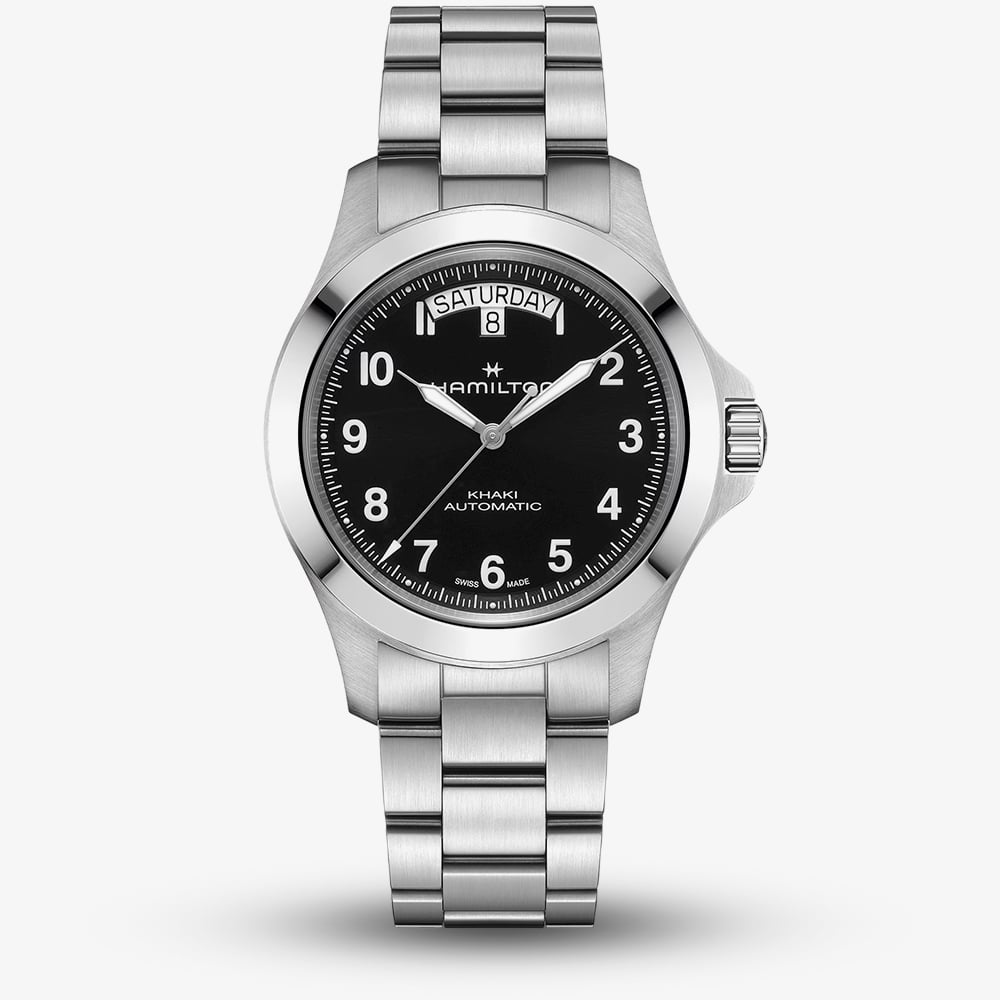 House of Watches - Hamilton Mens Khaki Field King Day-Date Black Dial Bracelet Watch H64475131