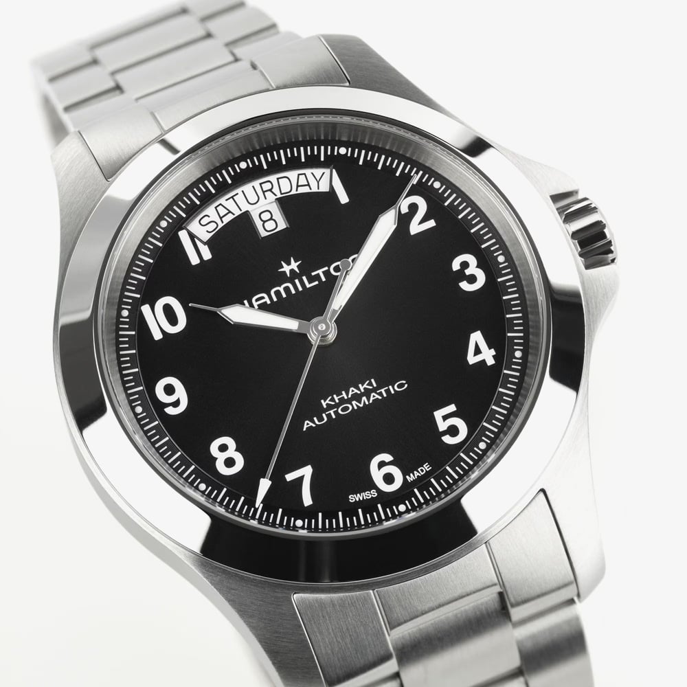 Hamilton Mens Khaki Field King Day-Date Black Dial Bracelet Watch H64475131