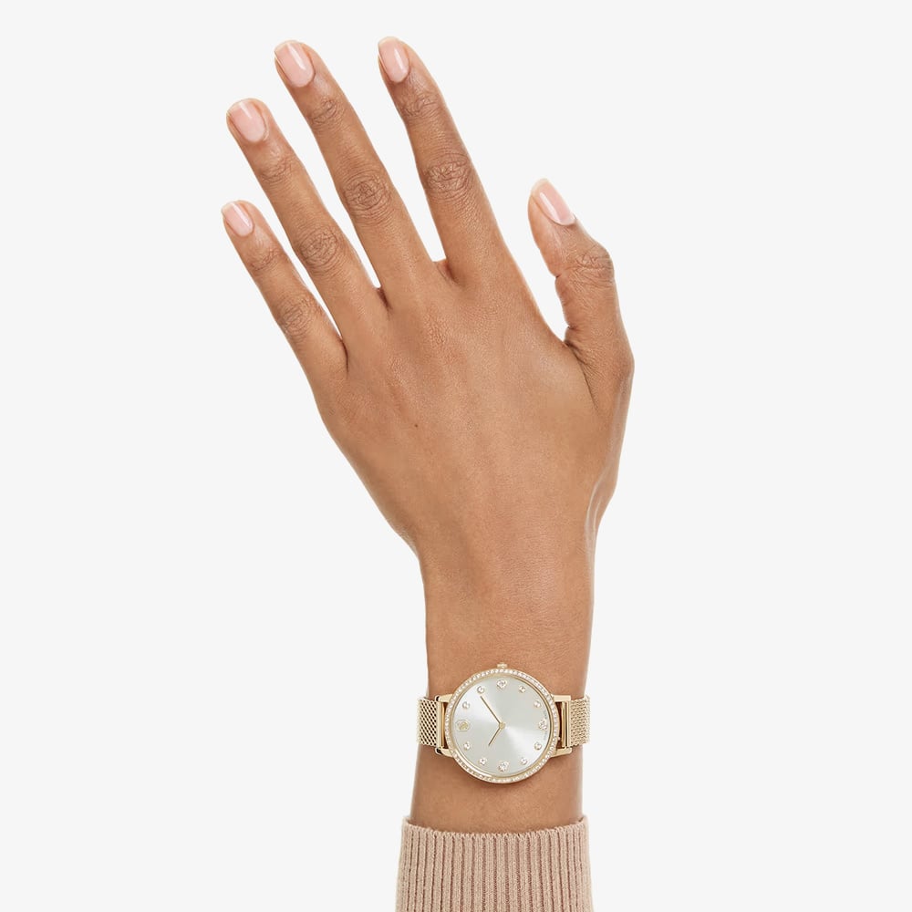 Swarovski Clarica Crystal Dial Gold Tone Bracelet Watch 5740823