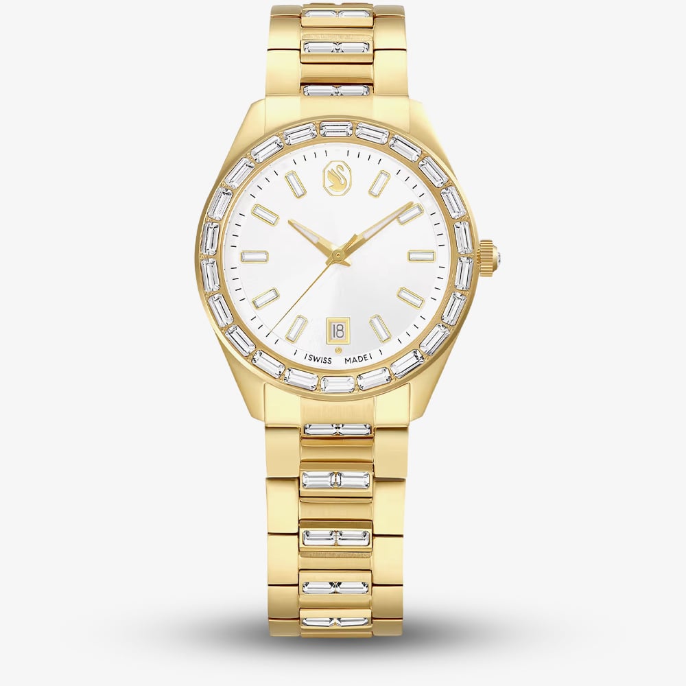 House of Watches - Swarovski Ladies Matrix Golden White Dial Bracelet Watch 5745534