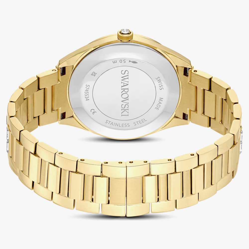 Swarovski Ladies Matrix Golden White Dial Bracelet Watch 5745534