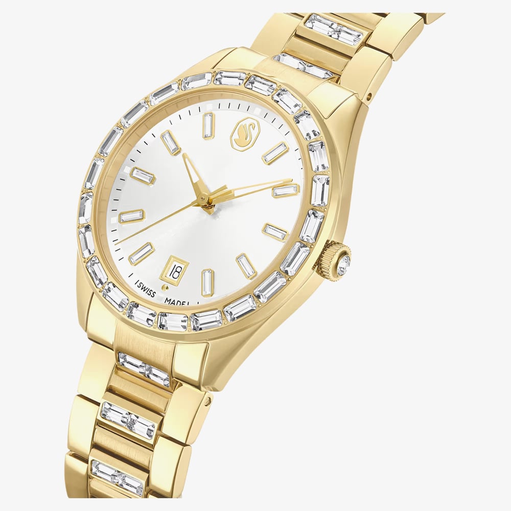 Swarovski Ladies Matrix Golden White Dial Bracelet Watch 5745534