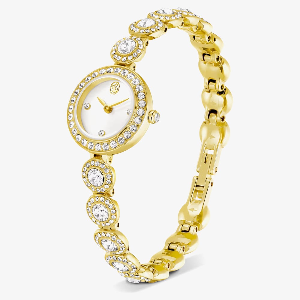 Swarovski Ladies Una Angelic Golden White Dial Bracelet Watch 5750500