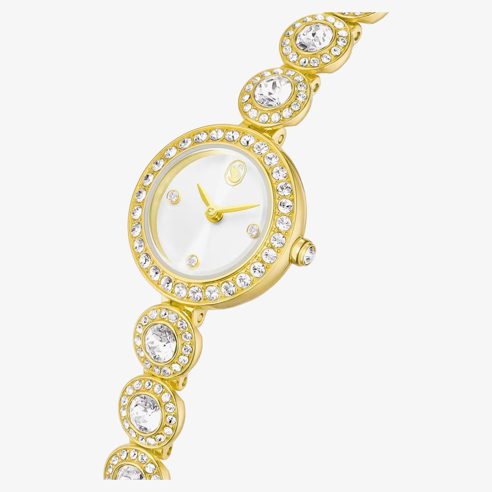 Swarovski Ladies Una Angelic Golden White Dial Bracelet Watch 5750500