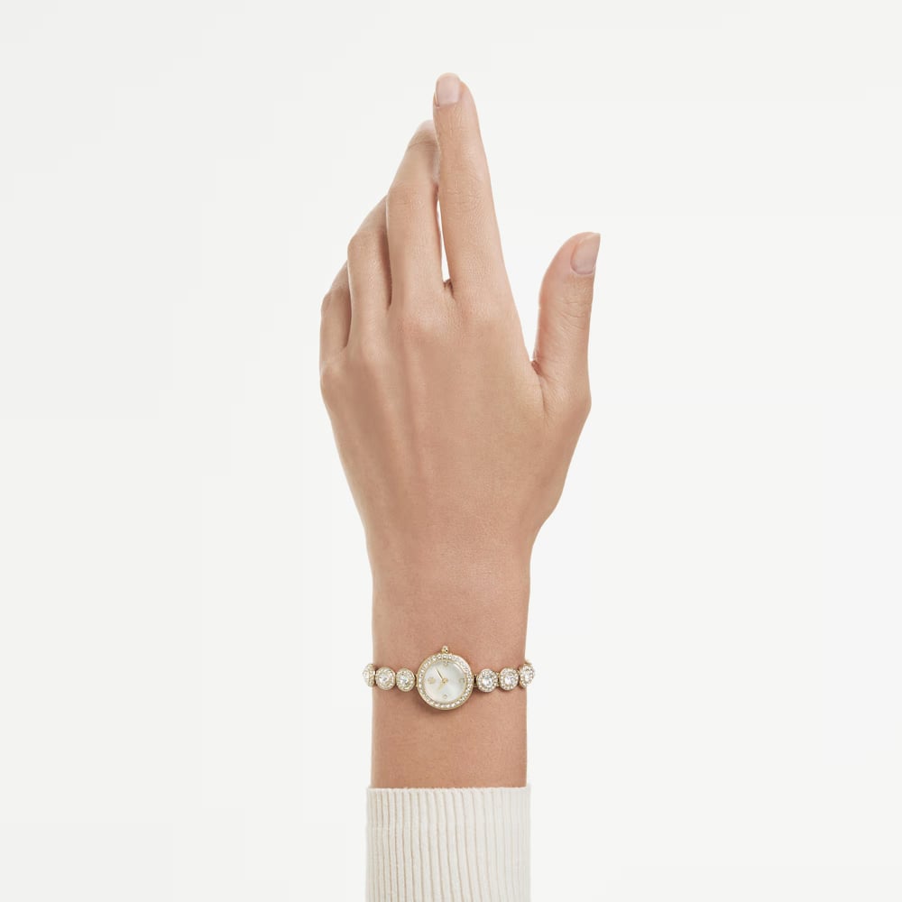 Swarovski Ladies Una Angelic Golden White Dial Bracelet Watch 5750500