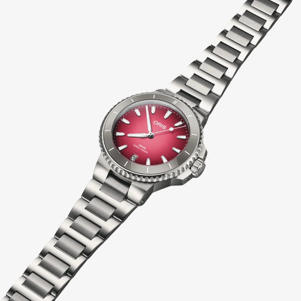 Oris Mens Aquis Taste Of Summer Pink Dial Watch 01 733 7792 4158-07 8 19 05P