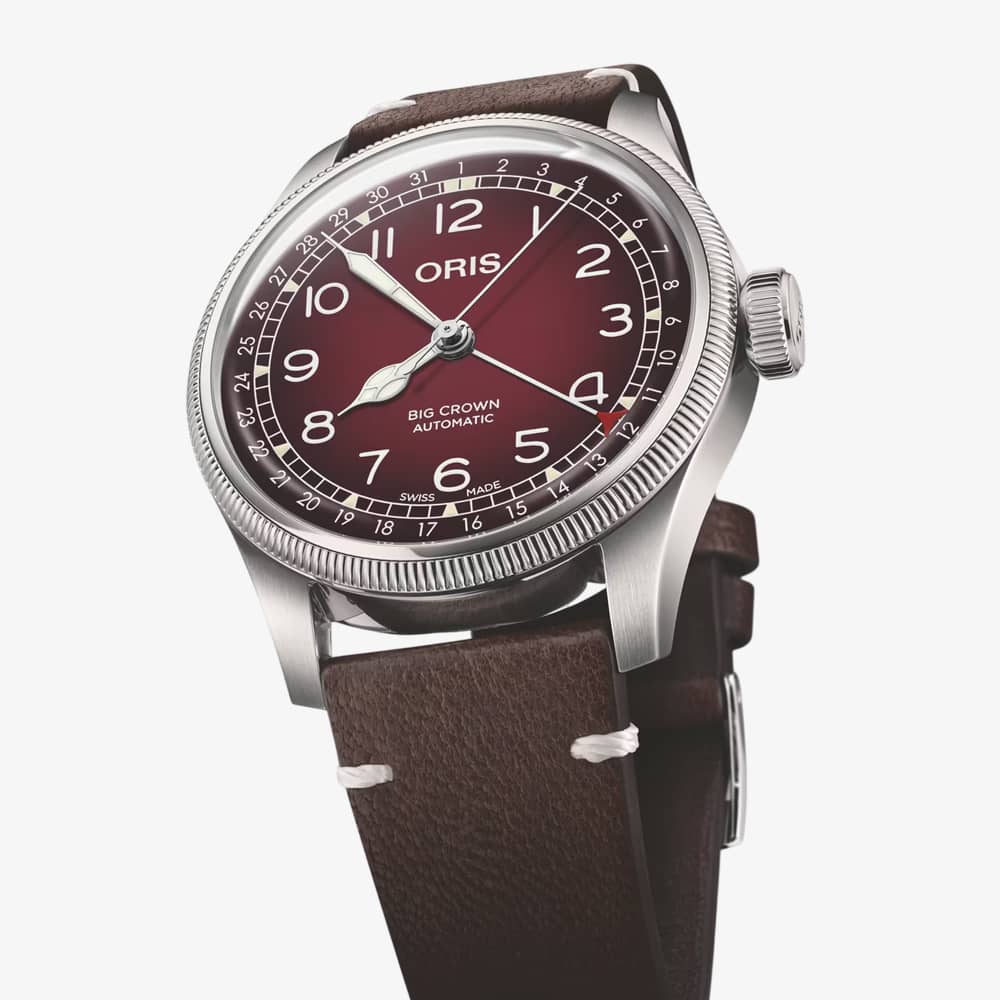  Oris X Mens Cervo Volante Big Crown Red Dial Leather Strap Watch 01 754 7785 4038-Set