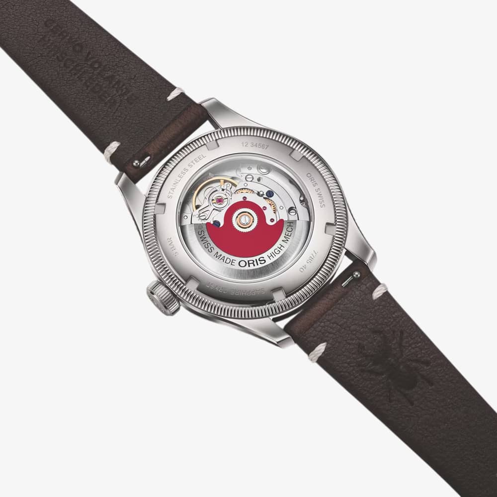  Oris X Mens Cervo Volante Big Crown Red Dial Leather Strap Watch 01 754 7785 4038-Set