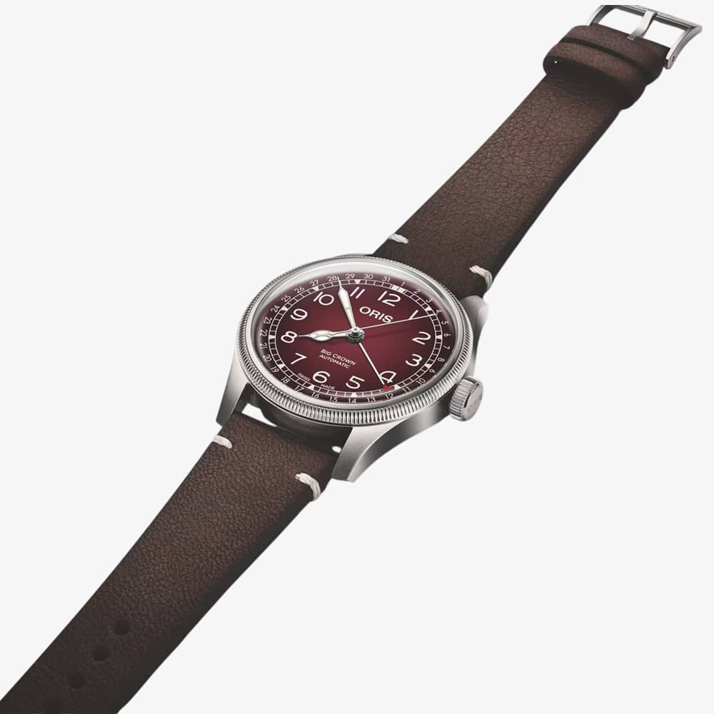  Oris X Mens Cervo Volante Big Crown Red Dial Leather Strap Watch 01 754 7785 4038-Set