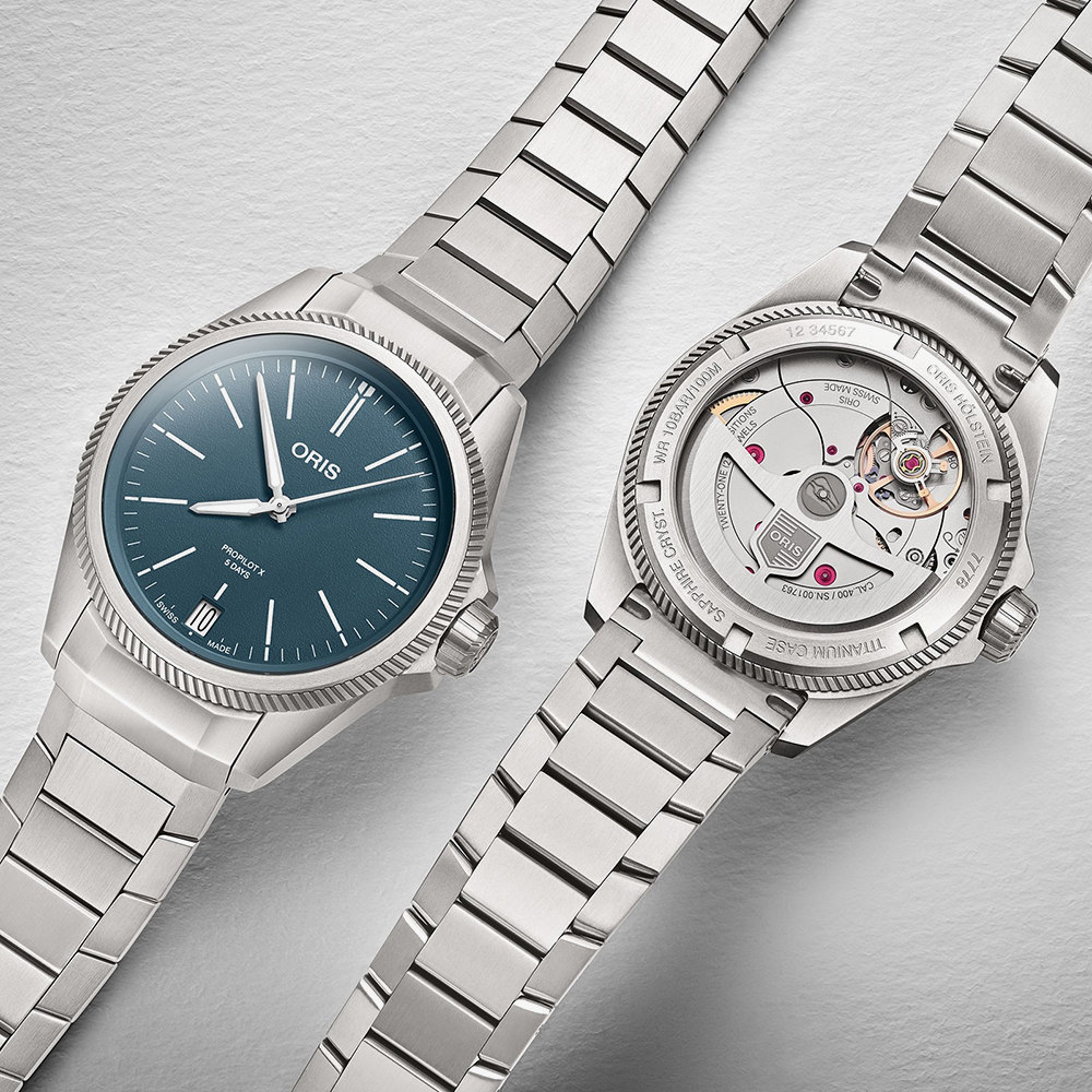 Oris Pro Pilot X Mens Blue Dial Titanium Watch 01 400 7778 7155-07 7 20 01TLC