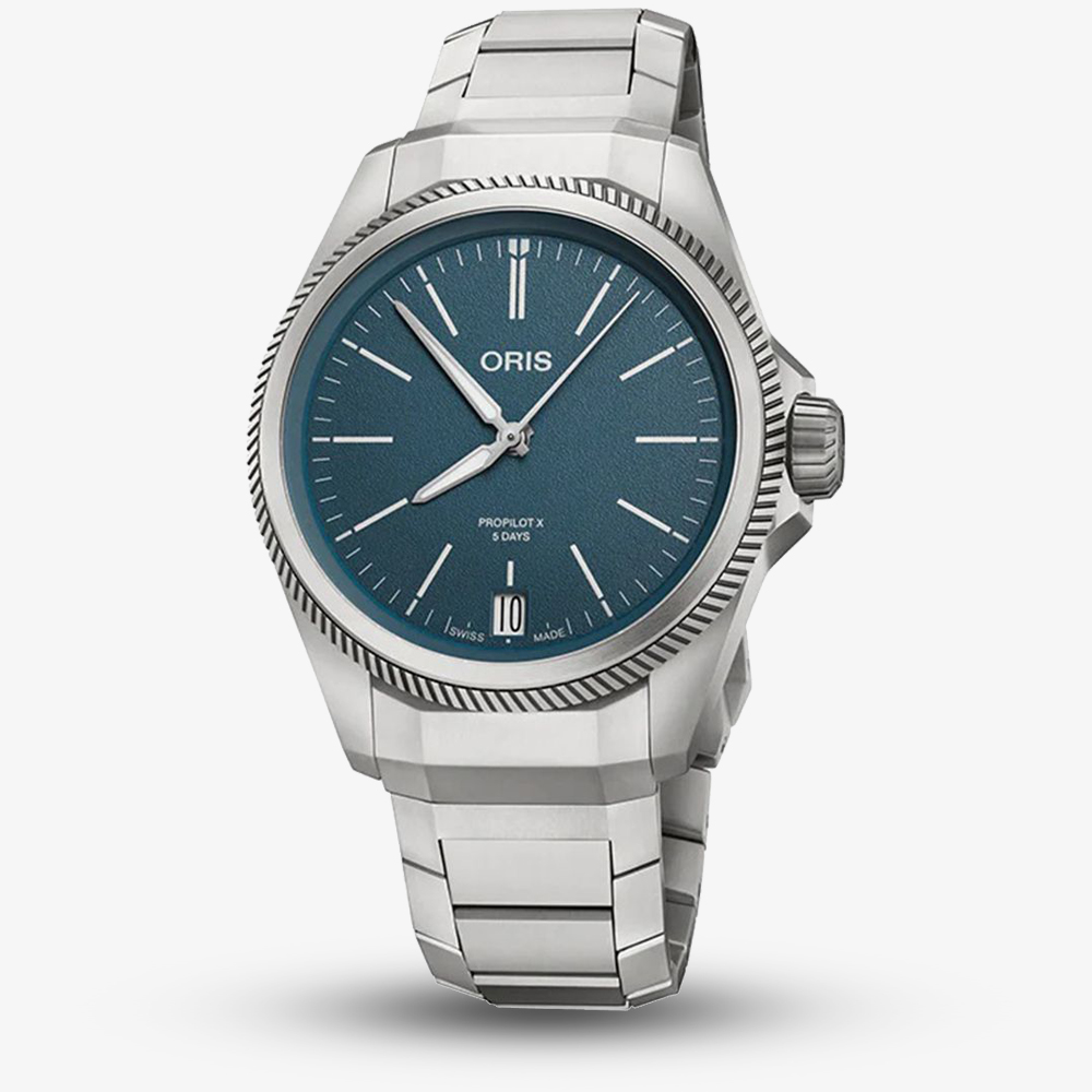 House of Watches - Oris Pro Pilot X Mens Blue Dial Titanium Watch 01 400 7778 7155-07 7 20 01TLC