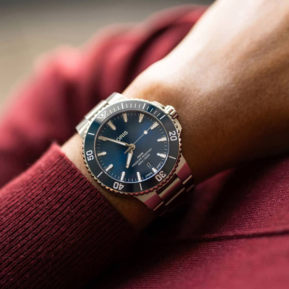 Oris Aquis Blue Stainless Steel Watch 01 733 7787 4135-07 8 22 04PEB