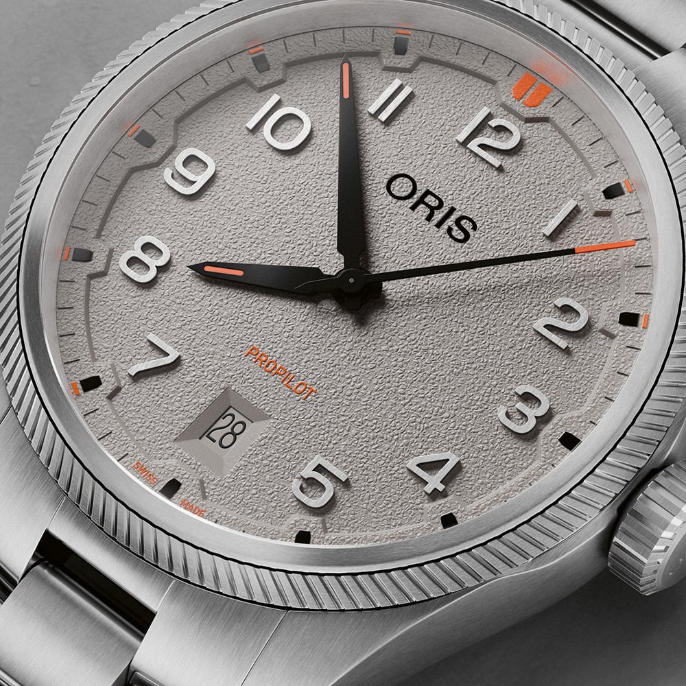 Oris Mens Propilot Date Grey Dial Bracelet Watch 01 733 7805 4163-07 8 20 04LC