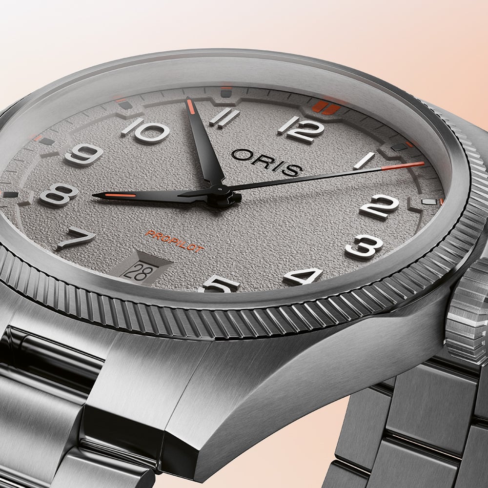 Oris Mens Propilot Date Grey Dial Bracelet Watch 01 733 7805 4163-07 8 20 04LC