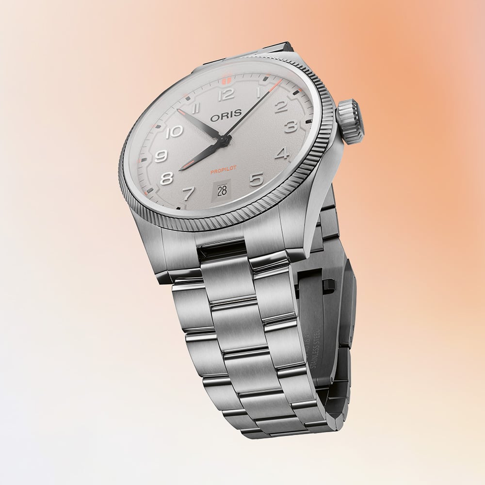 Oris Mens Propilot Date Grey Dial Bracelet Watch 01 733 7805 4163-07 8 20 04LC
