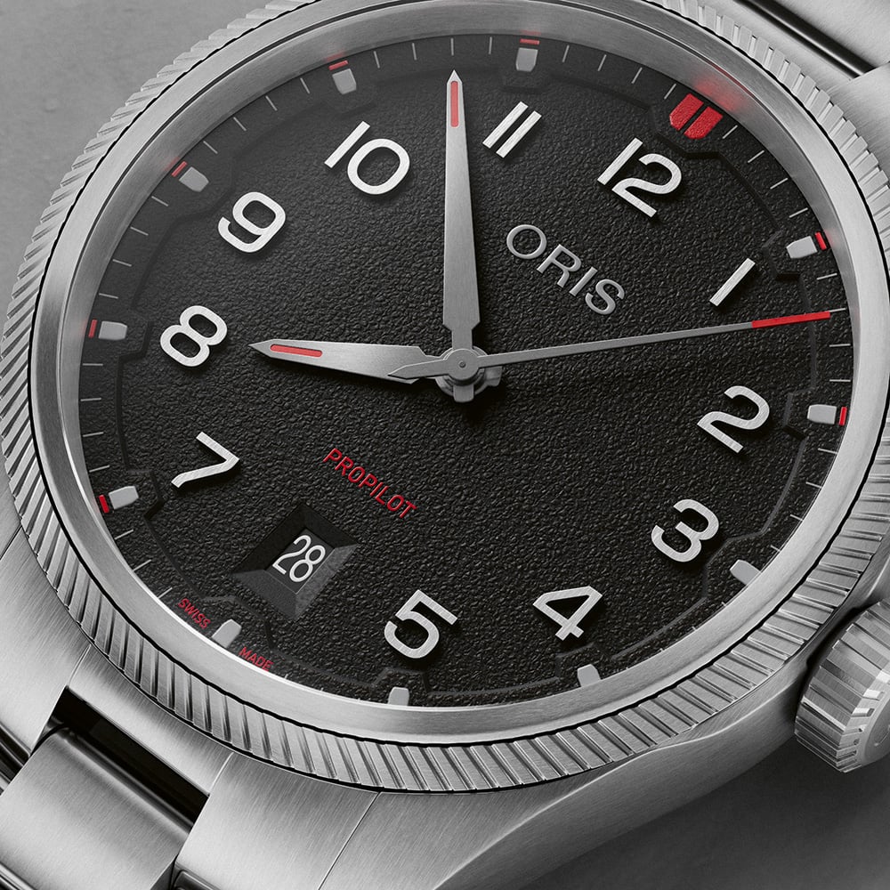 Oris Mens Propilot Date Black Dial Bracelet Watch 01 733 7805 4164-07 8 20 04LC