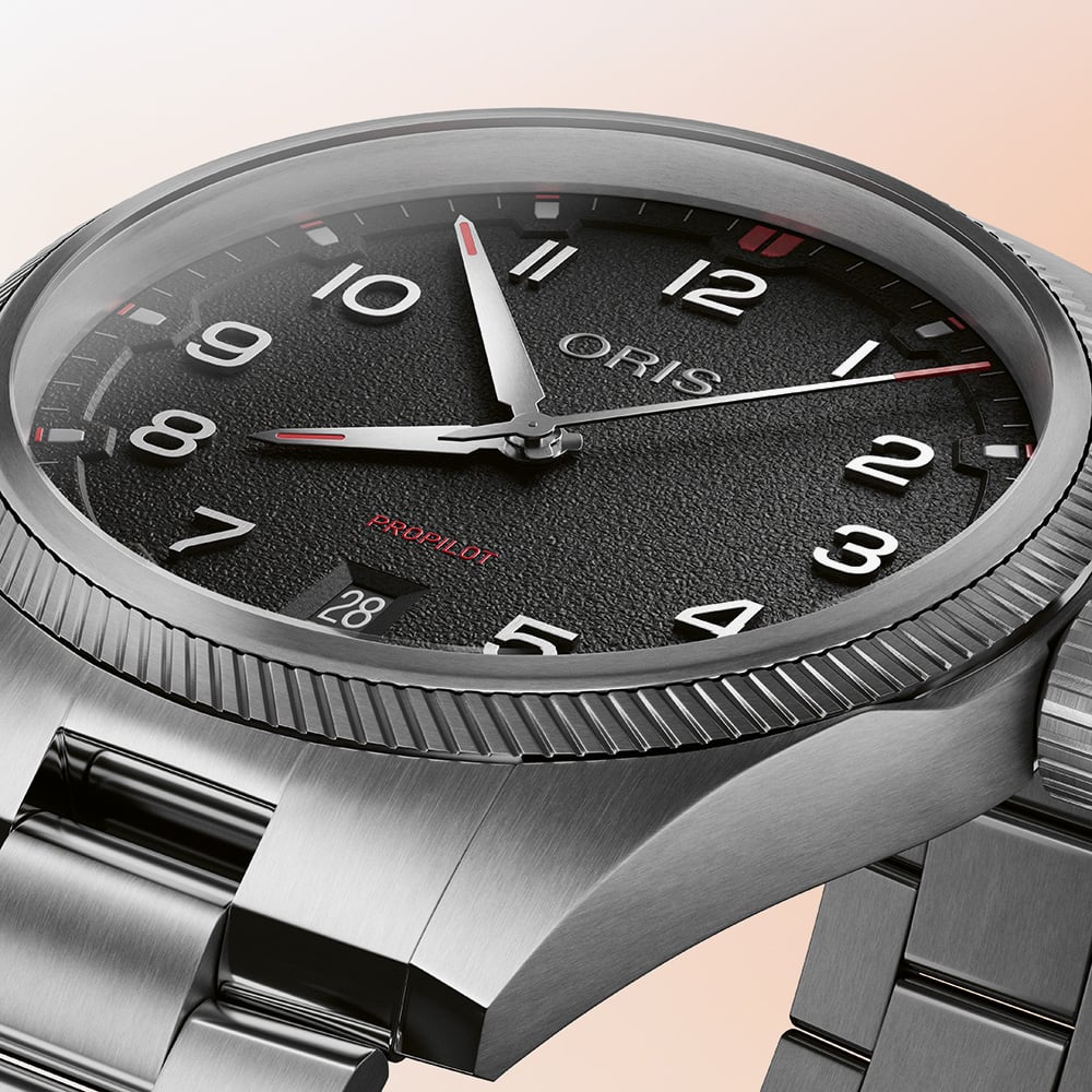 Oris Mens Propilot Date Black Dial Bracelet Watch 01 733 7805 4164-07 8 20 04LC